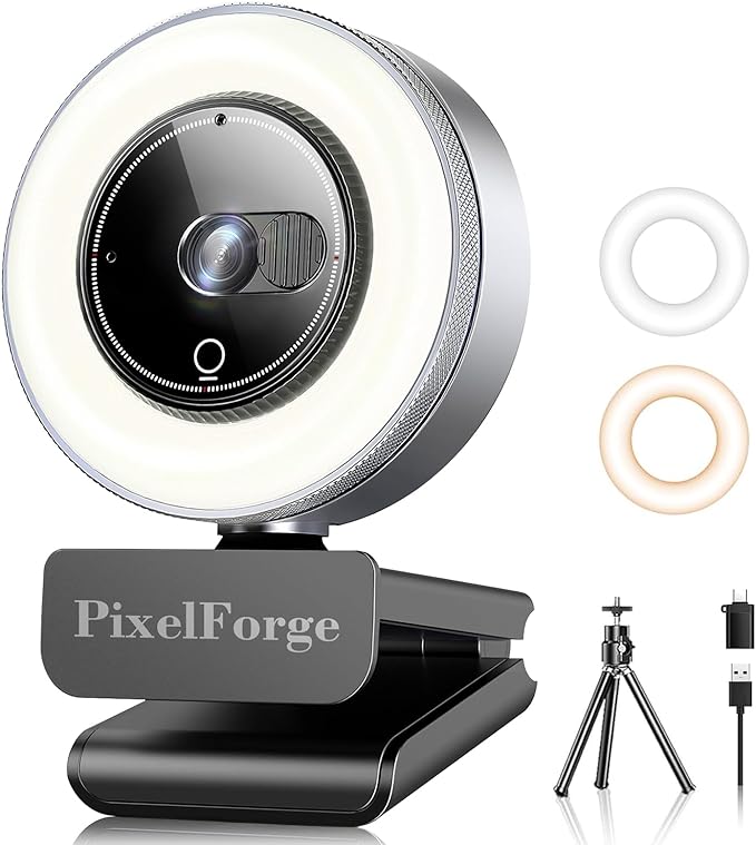4K Webcam for PC with Microphone &amp Light &amp Privacy Cover Web Camera for Desktop Computer/Laptop/Monitor/Mac 4K UHD Sony Sensor PDAF Auto Focus Dual AI Noise-Cancelling Mics USB Camera