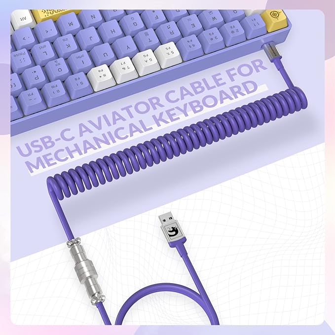 T8 60% Mechanical Gaming Keyboard68 Keys TKL Compact Layout Mini Wired Keyboard18 Chroma RGB BacklitBlue SwitchAnti-ghostingPro Custom Coiled USB-C Cablefor PCMacPS4Xbox-Purple