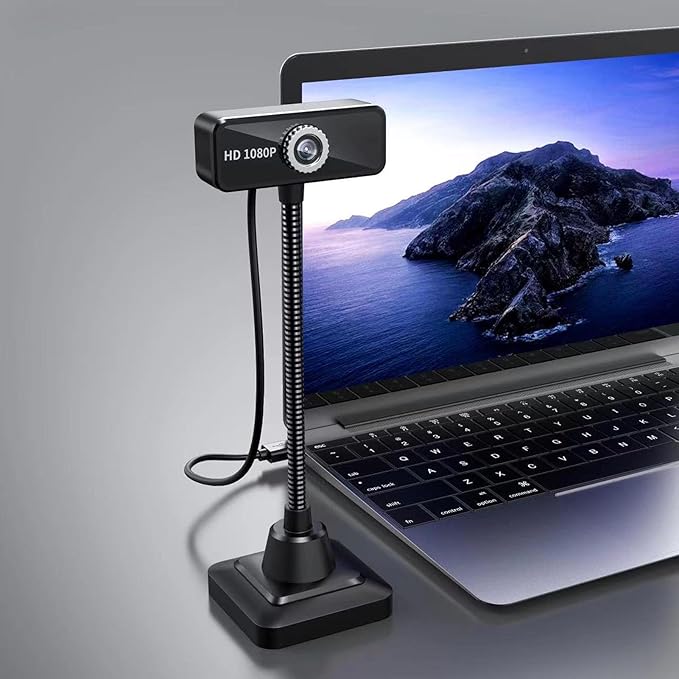 Asixxsix 1080P Webcam USB Camera with Noise Canceling Microphone PC Laptop Desktop Wide Angle Web Cameras for Video Calling Zoom 360 Degree Adjustable Plug and Play