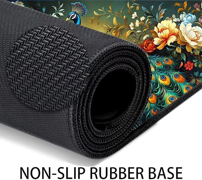 Large Mouse Pad Peacock Desk Mat Color Office Gaming Mouse Pad with Stitched Edges 24x16in Extended Mousepad with Non-Slip Waterproof Rubber Base for PC Laptop Desk Home Office Accessories a-1456