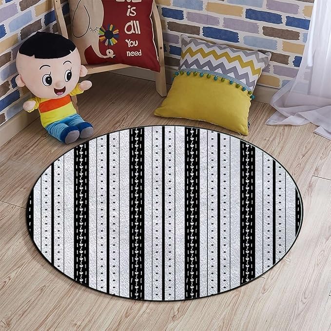 Modern Tribal Gaming Chair Mat for Hardwood Floor Anti-Slip Floor Protector Game Controller Rubber Gaming Computer Chair Mat Exotic Inspired Vertical StripsMulticolor Diameter 47.2 in