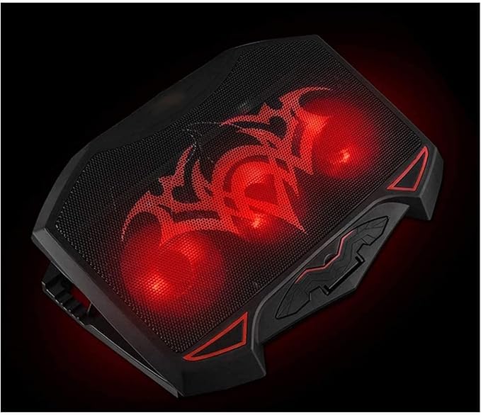 Laptop Cooling Pad 3 Fans Notebook Laptop Cooler Cooling Pad with LED Lights Dual USB Ports Red LED Lights Suitable for 12-17 Inch Laptops