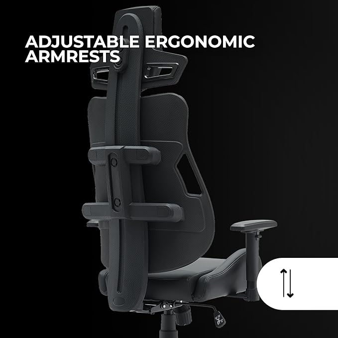 Mars Gaming MGC-Elite Ergonomic Gaming Chair Flexible Adjustable Backrest 2D Adjustable Armrests Tilting Seat PU Leather Finish Office Chair XL Wheels Class 4 Gas Lift Black