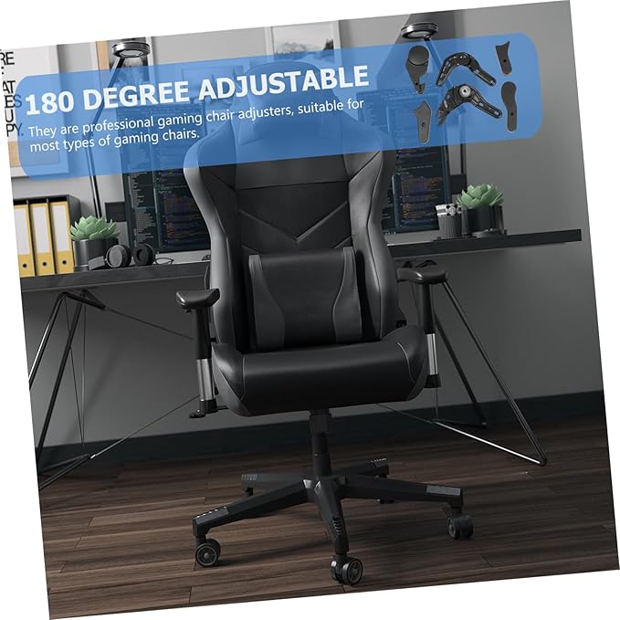 6 Pcs Multi Angle Game Chair Regulators Plastic and Iron Adjusters Black for Gaming and Office Seats Easy to Install and Wear Resistant Accessories