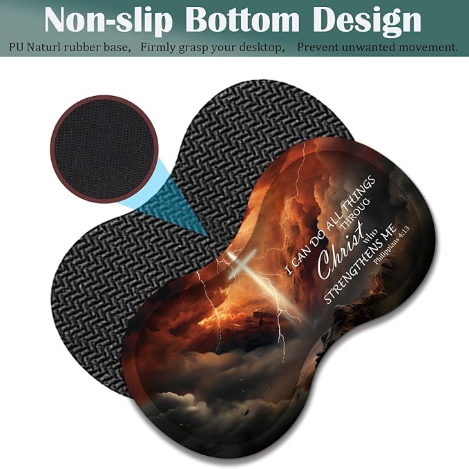 Large Game Mouse Pad + Wrist Support Pad + Coffee Coaster Desk Pad with Sewn Edges Anti-Slip Set pad Suitable for Office Work and Home - Holy Cross Bible Philippians 4-13