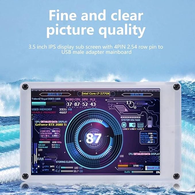 Acogedor 3.5 Inch IPS USB Mini Screen Computer Temp Monitor PC CPU GPU RAM HDD Data Monitor PC Sensor Panel Display with Visual Theme Editor