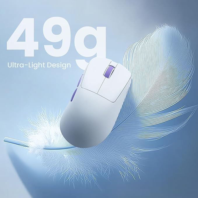 Akko Nest Wireless Gaming Mouse 8K Polling Rate with PAW 3950 Sensor 30000 DPI 49g LightweightOmron Mechanical Switches BT/2.4G/Wired Computer Mouse White