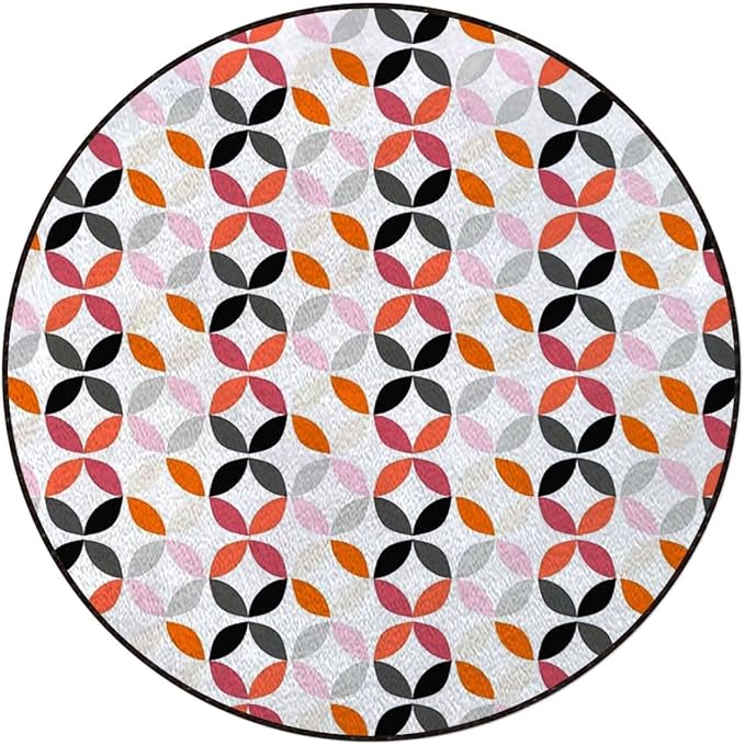 Geometric Gaming Chair Mat for Hardwood Floor Anti-Slip Floor Protector Game Controller Rubber Gaming Computer Chair Mat Circle Dimensional Ring FormsMulticolor Diameter 60 in
