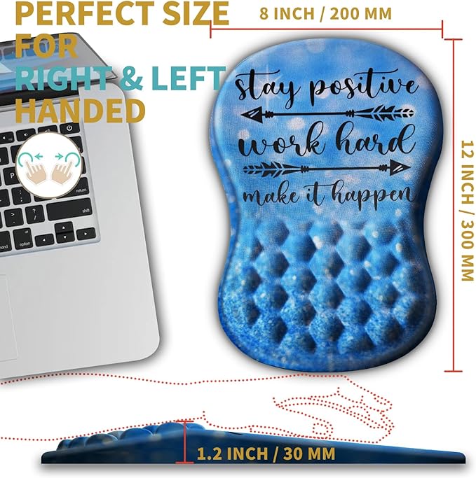 Hokafenle Ergonomic Mouse Pad Wrist Support with Massage Design Wrist Rest Pain Relief Mousepad with Memory Foam&ampNon-Slip PU Base Mouse Pads for Wireless Mouse &amp Desk (12x8 inchStay Positiv