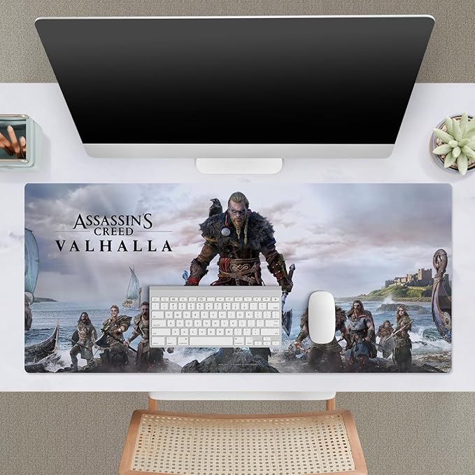 Head Case Designs Officially Licensed Assassin's Creed Male Eivor Key Art Valhalla Graphics 37.4 x 15.75 x 0.16 inches (900 x 400 mm) - XL Gaming Office Desk PC Keyboard Mouse Mat Pad