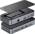 ORICO 9-in-1 USB C Hub with M.2 NVMe SSD Enclosure 10Gbps Tool Free Hub Docking Station Adapter with Built-in Fan Gigabit Ethernet 100W PD SD/TF Type C &amp USB A for Laptop MacBook Mac mini -M2