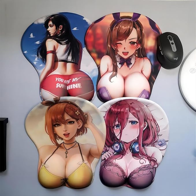 Anime Mouse pad Azur Lane Anchorage Anime Design 3D Ergonomic Mouse Pad with Wrist Rest – Soft Silicone Non-Slip Desk Mat Anti-Slip Base &amp Comfortable Wrist Support