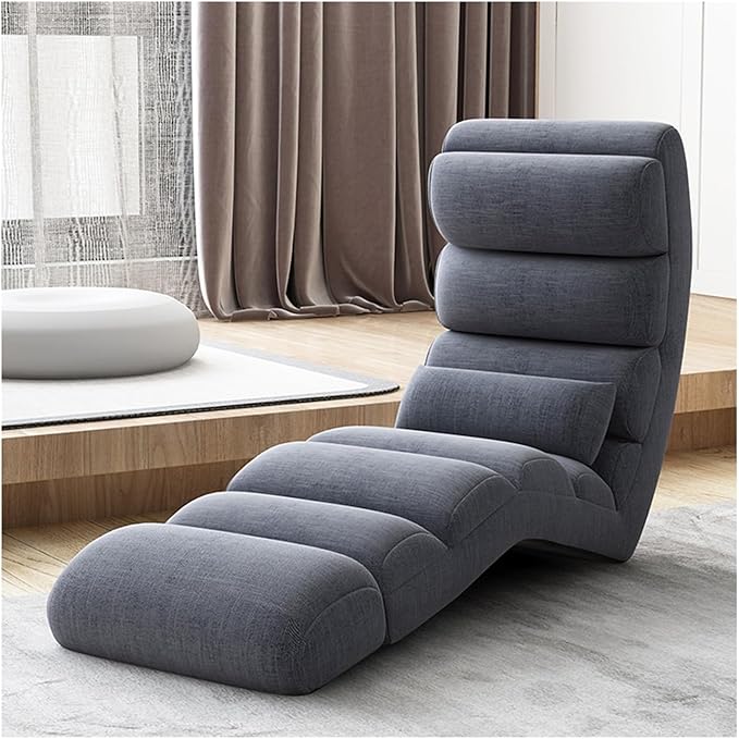 Floor Chair 13 Gear Adjustable Back Support Folding Sofa Bed Ergonomic Large Support Lounger Easy for Storage Comfortable Padded Gaming Chair(Grey)
