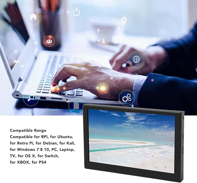 Sanpyl 5 Inch Portable Monitor 800x480 LCD Display 60Hz 16:9 170 Degrees Full View Metal Housing Mini Second External Monitor for Laptop External Computer Monitor