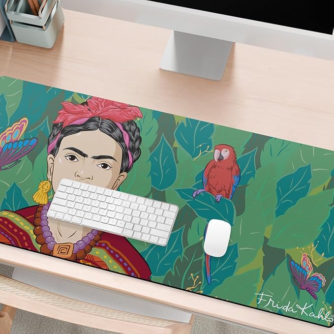 Head Case Designs Officially Licensed Frida Kahlo Butterfly and Parrot Floral Art 37.4 x 15.75 x 0.16 inches (900 x 400 mm) - XL Gaming Office Desk PC Keyboard Mouse Mat Pad