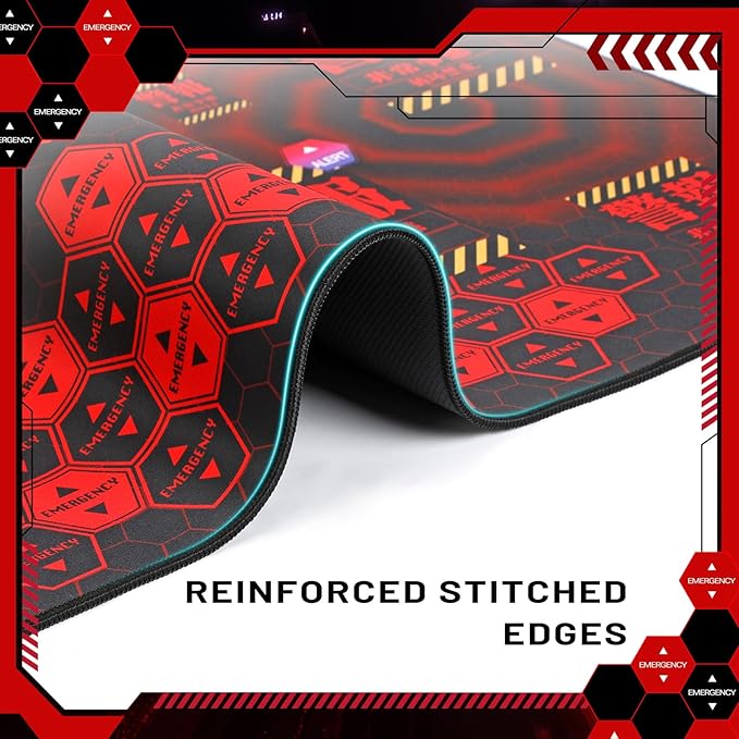 Mouse Pad Neon Genesis Evangelion 'Alert' Design 35.4x15.7 Big Mouse Pad - Featuring MAGI System &amp Emergency Warning Graphics for EVA Fans