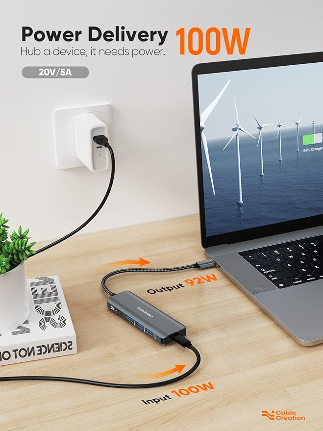CableCreation 8K HDMI USB C Hub for MacBook Pro 5-in-1 USB C Multiport Adapter with 100W PD 3 USB 3.0 Ports 8K 30Hz/4K 120Hz HDMI Compatible with Steam Deck Surface Pro XPS and More - Space Grey