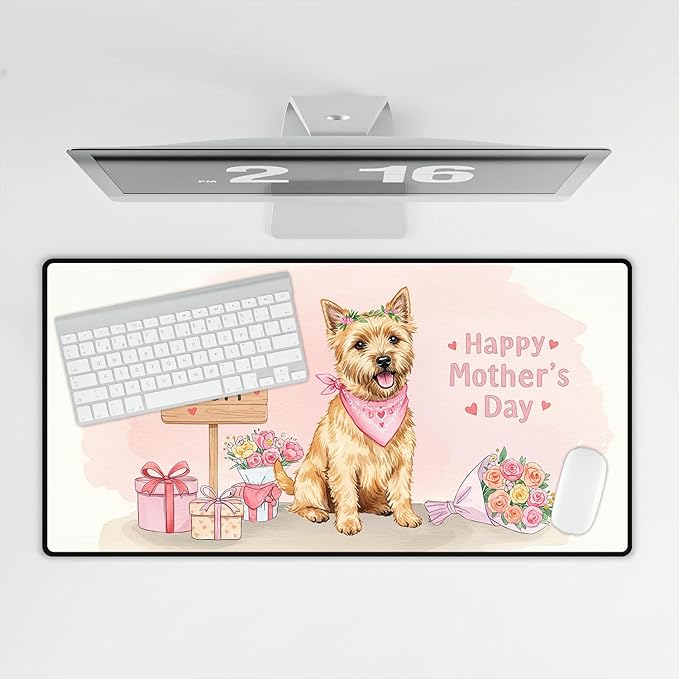 Happy Mother's Day Cairn Terrier Love Dog Mom Heart Flower Desk Mat Full Keyboard Mouse Pad Cairns Dog Lover Large Mousepad 12004