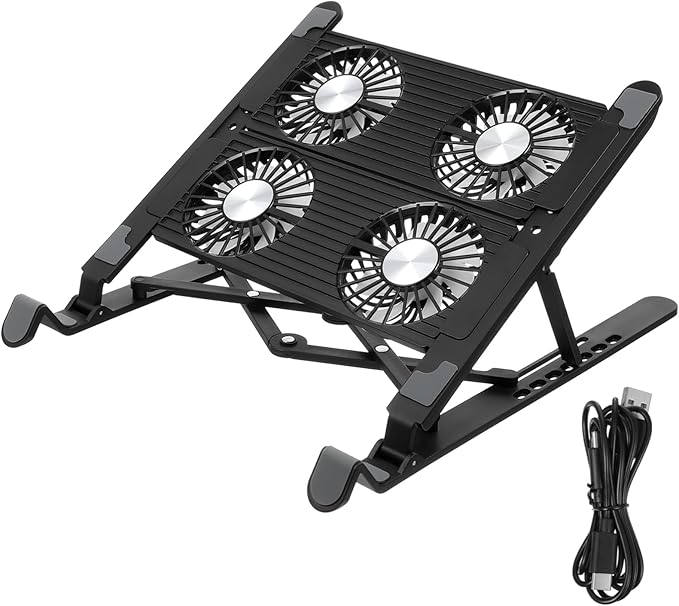 Laptop Cooling Stand Fan Portable Desk Riser Support Quiet and Efficient Cooling for Home Office Use