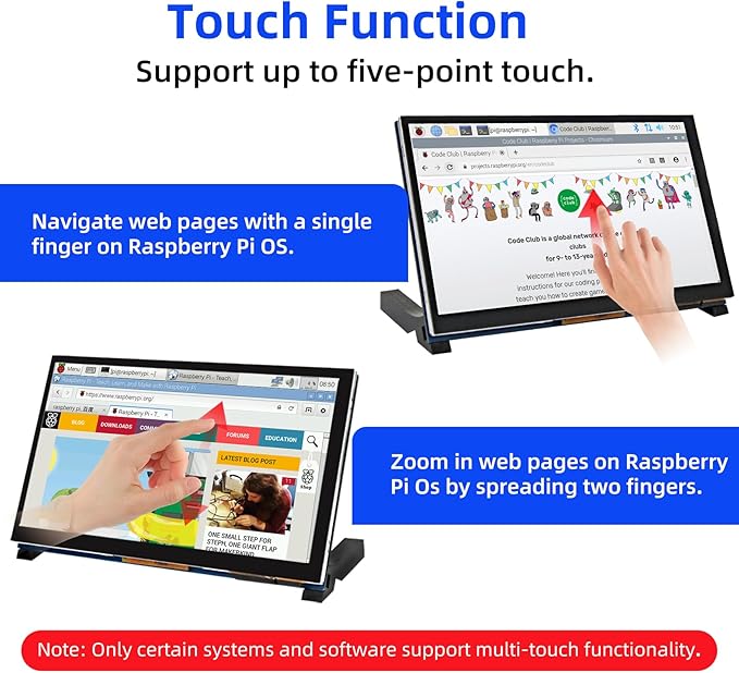 7 Inch Touchscreen MIPI DSI Display Compatible with Raspberry Pi 5/4/3/B+/A+ 800x480 Pixel Capacitive Screen Driver-Free DSI Port