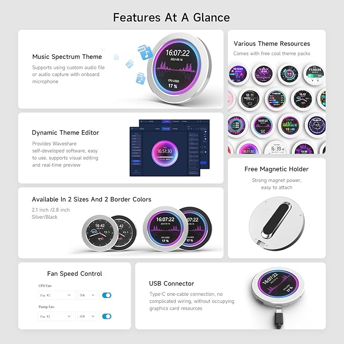 waveshare 2.8inch Round LCD Display CPU/GPU Cooler Silver