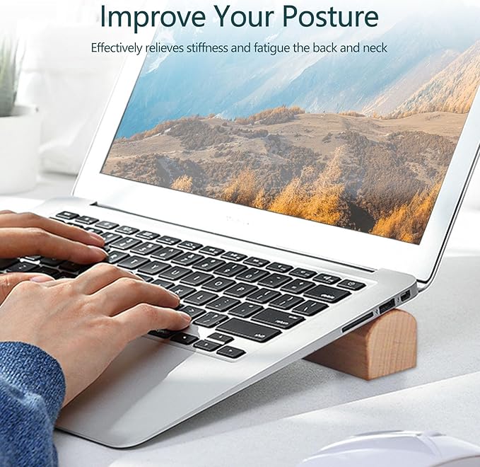 Laptop Cooling Pad | Wooden Ergonomic Elevated HolderLaptop Cooler Standfor Notebooks Computers Daily Work Table Desk Home Indoor