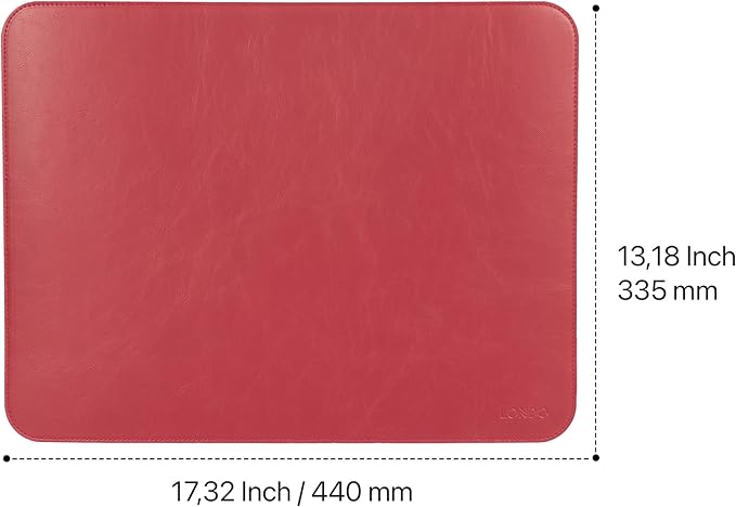 Londo PU Leather Mouse Pad – Desk Mat for Keyboard and Mouse Large Leather Office Desk Pad 13.18x17.32 (Red)
