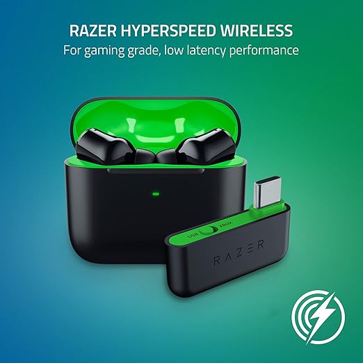 Razer Hammerhead HyperSpeed Wireless Multi-Platform Gaming Earbuds for Xbox Series X|S Xbox One PC Mobile: ANC - Noise Cancelling Mic - Bluetooth 5.2 - RGB Chroma - 30 Hr Battery
