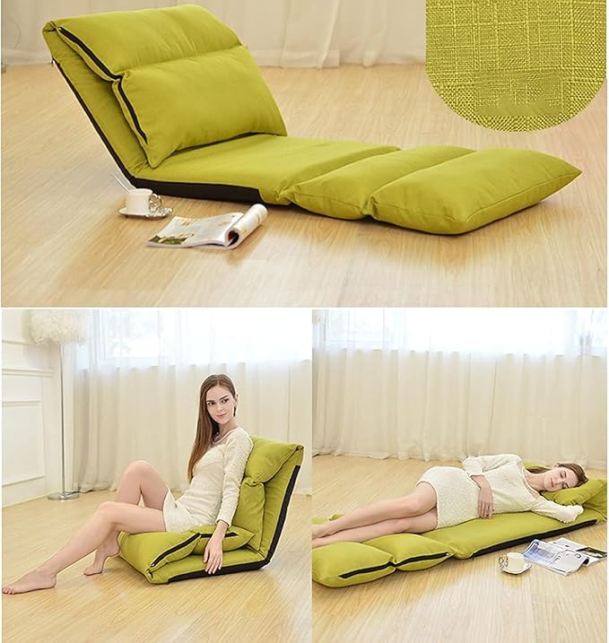 BTZHY Floor Chair Floor Recliner Foldable Tatami Lazy Sofa Recliner Adjustable Home Leisure Window Chair Nursing Chair Family Balcony Meditation Chair Watching TV Chair(Green)