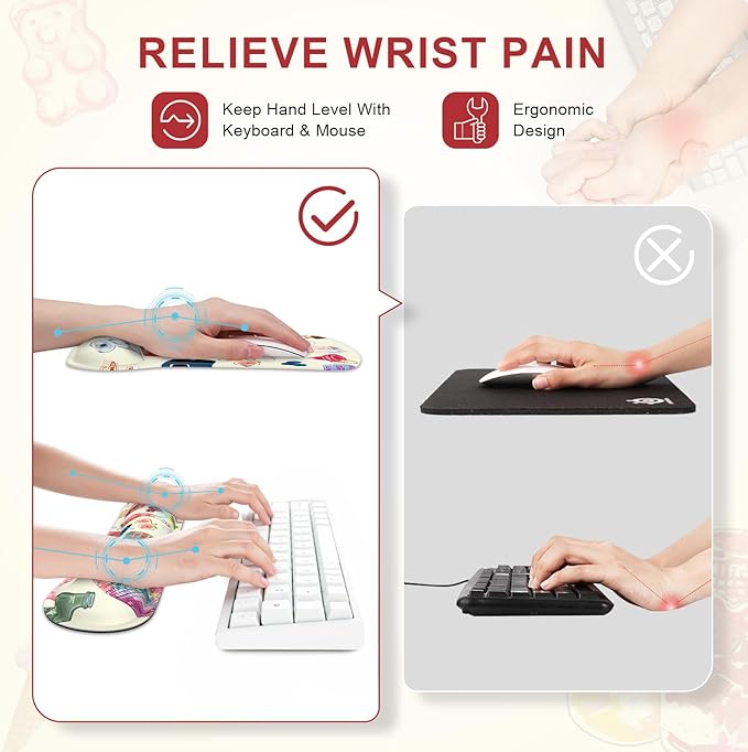 iCasso Ergonomic Mouse Pad Keyboard Wrist Rest Memory Foam Mousepad with Wrist Support XXL Desk Mat Desk Pad