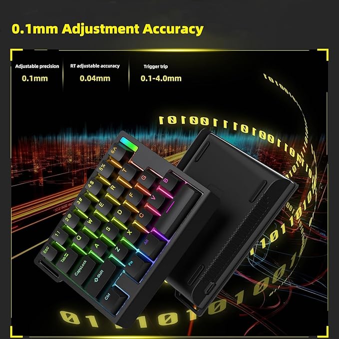 HE30 Rapid Trigger Gaming KeyboardOne-Handed Magnetic Switch Hall Effect RGB HotSwap Custom Mechanical Keyboard Adjustable Actuation8kHz Polling Rate Mini Macro Gasket Keypad (White-Bear)