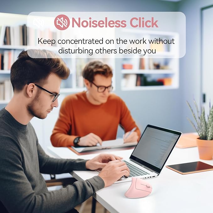 TECKNET Ergonomic Mouse Wireless Rechargeable Mouse Silent for Carpal Tunnel Right Hand 2.4GHz USB Vertical Mouse Wireless for Laptop 5 Adjustable 4800 DPI Computer MacBook Desktop