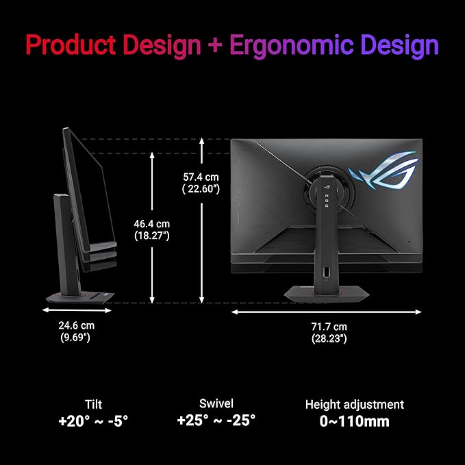 ASUS ROG Strix 32” 4K HDR Gaming Monitor (XG32UCG) – 3840x2160 Dual Mode (4K 160Hz/FHD 320Hz) 0.3ms Fast IPS Extreme Low Motion Blur Sync USB-C G-SYNC Compatible Tripod Socket 3 yr Warranty