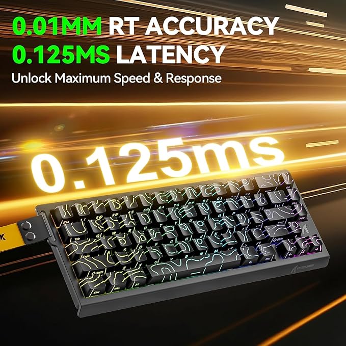 ATTACK SHARK X68 HE Wired Rapid Trigger Mechanical Gaming Keyboard and R1 Mouse with Adjustable ActuationCoiled CableUSB C/2.4Ghz Wireless/BT Ultralight 18K DPI Mice for Esport Gamer(Black Contour)