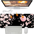 Heated Mouse Pad - 3 Temperature Settings (86°F–122°F)Auto Shut OffLarge 31.5x13 Inch PU Leather Desk Mat for OfficeGamingCold Hands ReliefPink Cherry Blossom Moon