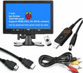 7 inch Small HDMI VGA AV RCA Monitor 1080P Second Screen for PC/Security System/Game Console IPS 1024X600 Pixels 60HZ Built in Loud Speakers &amp Earphone Jack 12V USB Power Cable for Portable Us