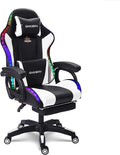 TBQATNTS Gaming Chair Office Chair High Back Computer Chair Leather Desk Chair Racing Executive Massage Game Chair with Headrest Ergonomic Computer Chair with Footrest for AdultWhiteA
