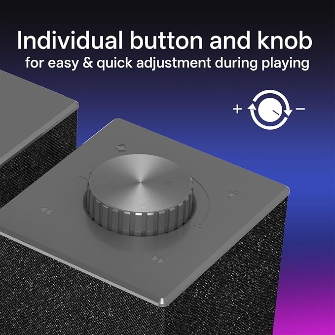 Redragon GS517 RGB Computer Speaker - 2.0 Stereo Sound System with BT &amp USB Dual Connectivity 8 RGB Lighting Effects Touch Controls &amp Volume Knob - Perfect for Gaming &amp Multimedia