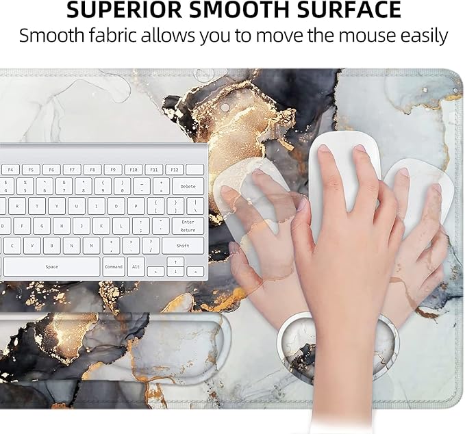 LATEEFAH Large Mouse Pad and Keyboard Wrist Rest Desk Pad for Keyboard and Mouse Extended Gaming Mouse Pad with Wrist Support Waterproof Non-Slip Desk Mouse Mat for Office Home