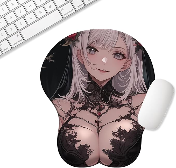 Japanese Style 3D Chest Mouse Pad with Soft Gel Wrist Support Anti-Slip Base for Anime Gaming Mouse Pad Computer Accessroies Silly Gift (Thorn Queen)