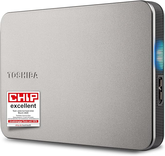 Toshiba Canvio Flex 1TB – Portable 2.5’’ External Hard Drive (HDD) for Mac Windows PC Smartphone and Tablet Use Compatible with Most USB-C and USB-A Devices Warm Silver (HDTX210ESCAA)