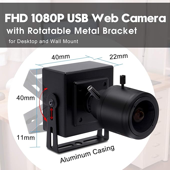 SVPRO 1080P USB Zoom Camera with 2.8-12mm Manual Lens HD Mini Camera 100fps/60fps/30fps CMOS OV2710 Portable USB Webcam with Metal Case for PC &amp Laptop