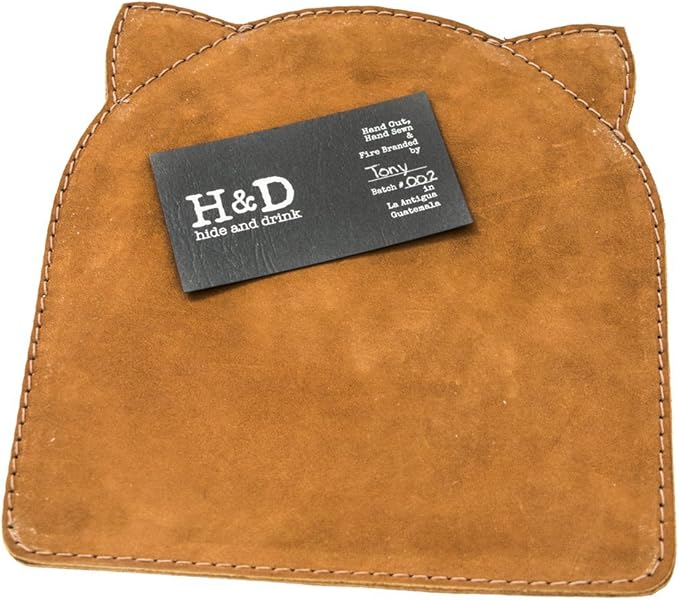 Hide &amp Drink Soft Leather Cat Mouse Pad Handmade Swayze Suede