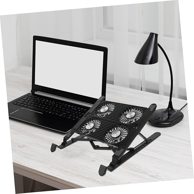 1Set Adjustable Laptop Cooling Stand with Fans Portable Notebook Cooler Pad for Comfortable Use Desk Table USB Powered Ergonomic Design for Efficient Heat Dissipation