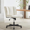 Armless Office Desk Chair with Wheels Cross Legged Wide ChairComfortable Adjustable Swivel Computer Task Chairs for Home OfficeMake Up Small Space Bed Room Load 250 LBS Easy Assembly Whtie