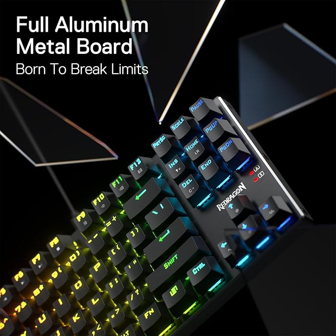 Redragon K660 (K556 TKL) RGB Wired Gaming Keyboard 80% 87 Keys Mechanical Keyboard w/Aluminum Base Upgraded Hot-Swap Socket and Noise Absorbing Foams Quiet Linear Red Switch