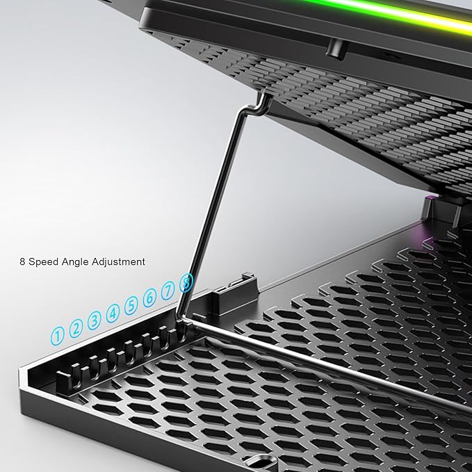 Sanpyl Laptop Cooling Pad Laptop Cooler with 10 Turbo Fans for 12-19 in Laptops 5 Adjustable Fan Speeds RGB Lighting Laptop Cooling Stand Support up to 60 Pounds (14 Fans)