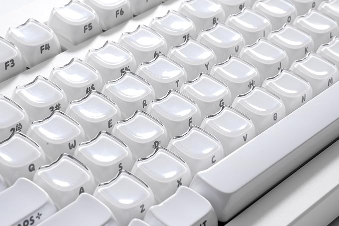 ZORNHER CG870 Wireless Mechanical Keyboard80% White Gaming Keyboard Creamy KeyboardCute Jelly Cat Clear Ceramic Jade KeycapsGirly Aesthetics Kitty KeyboardCreamy Sounding Linear Switches