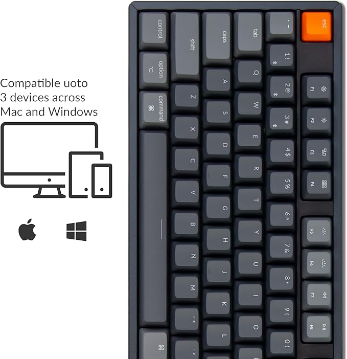 Keychron K10 Full Size 104 Keys Bluetooth Wireless/USB Wired Mechanical Gaming Keyboard for Mac with Keychron Super Red Switch/RGB Backlight/Multitasking Computer Keyboard for Windows Aluminum Frame