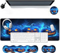 Large Mouse Pad Wrist Support SetDesk Pad+Keyboard Wrist Rest+Mouse Pad Wrist Support+Coaster4in1 XXL Big MousepadErgonomic Design Gaming Mat for Home Office TableHalloween Pumpkin